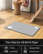 Pet Feeding Mat-Absorbent Dog Mat for Food and Water Bowl-No Stains Quick Dry Water Dispenser Mat-Dog Accessories Pet Supplies-Bowl for Messy Drinkers（LIGHTGREY,16"x24"