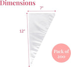Set of 200 - Anti Burst Piping Bags 12 Inch - Prestee Tipless Icing Bags - Durable Frosting Piping Bag Tools - Pastry and Cookie Decorating Supplies