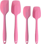 Silicone Spatulas Set, Rubber Spoon Spatula Heat Resistant Spoonula One Piece Design Seamless Spatula Non-Stick Scrapers Baking Mixing Tool (Pink)