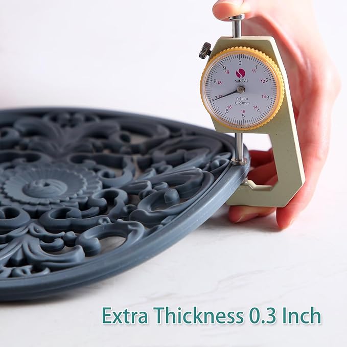 Extra Thick Silicone Trivet Mat for Hot Dishes, Hot Pots and Pans, Pot Holder, Hot Pad to Portect Your Table and Countertop, Kitchen Decor and Accessories,Turquoise,Set of 3