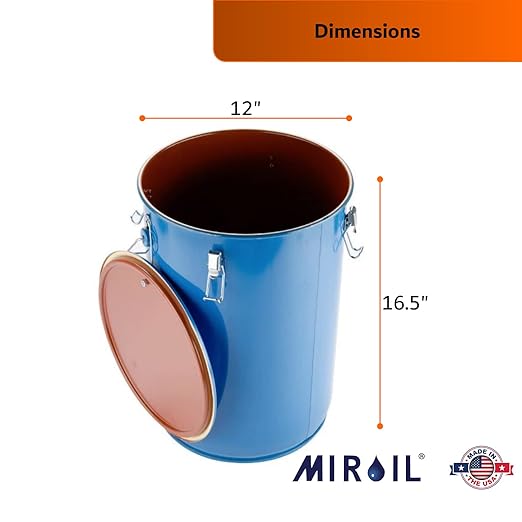 MirOil Filter Pot Combo, Oil Pot & Oil Filter Bag, 6 Gallon Deep Fryer Grease Disposal Caddy w/Reusable EZ Flow Strainer Bag and Frame for Filtering & Safe Storage, Extends Life & Polish Fryer Grease