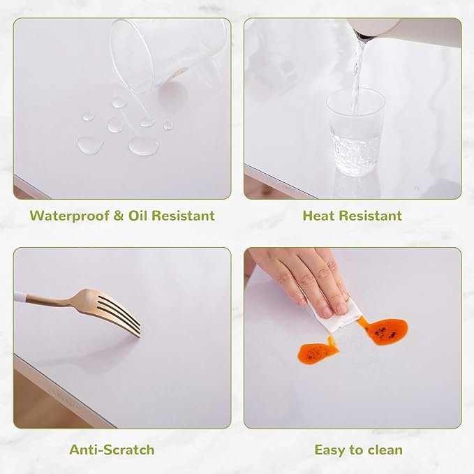 38 x 80 Inch Clear Table Cover Protector, Clear Table Protector for Dining Room Table, 1.5mm Plastic Table Cover, Waterproof Table Pad for Kitchen, Office