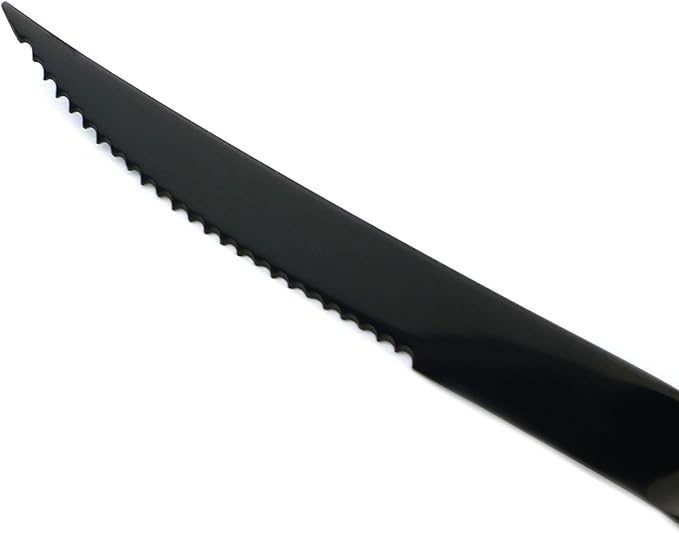 20-Piece 18/10 Stainless Steel Serrated Steak Knife Flatware Set, Mirror Polishing Black, Service for 4