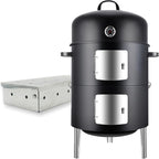 Realcook Charcoal Meat Smoker Grill: Premium BBQ Smokers with Smoke Box - Barbecue Vertical Charcoal Grill Combo for Outdoor Cooking Patio Backyard Grilling Tailgating