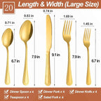 20 Pcs Gold Silverware Set for 4 with Pearled Edge Handle design, Food Grade Stainless Steel Flatware Set, Eating Utensils Sets Include Fork/Knife/Spoon, Reusable Cutlery Set, Dishwasher Safe