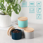 Sweejar Kitchen Canisters Ceramic Food Storage Jar, Stackable Containers with Airtight Seal Wooden Lid for Serving Ground Coffee, Tea, Sugar, Spice and More - 5 Fl Oz(Gray)