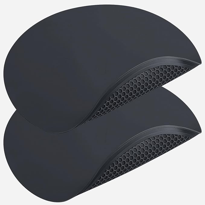 Silicone Microwave Mats, 12" Extra Large Multi-Use Microwave Mat Heat Resistant Silicone Trivet Mat Pot Holders Hot Pads for Kitchen, Silicone Cover Pad for Microwave Oven Hot Pot Pans, Black 2Pack