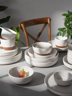 DOWAN 8.5" Pasta Bowls Set of 4 with Sesame Glaze Finish, 30oz Shallow White Ceramic Dinner Bowls, Wide Bowl Plates for Pasta, Salad, Soup & Stew, Microwave & Dishwasher Safe, Housewarming Gift