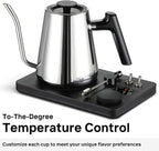 Lafeeca DJ Electric Gooseneck Kettle for Pour Over Coffee & Tea - Water Boiler - Turntable Design - Quick Heating & Temperature Control - Stainless Steel