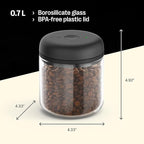 Fellow Atmos Electric Vacuum Canister & Storage Container - Airtight Coffee & Food Storage Containers - Coffee Containers - (Clear Glass, 1.2 Liter)