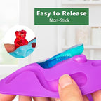 Large Gummy Bear and Worm Molds Silicone, Food-Grade Non-Stick Candy Molds Fruit Snacks Molds BPA Free with 2 Droppers & 1 Cleaning Brush, Set of 4