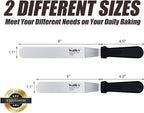 Walfos Icing Spatulas, Stainless Steel Cake Spatula with Sturdy and Durable Handle Cake Decorating Spatula Set of 2 - Multi purpose Use for Home, Kitchen or Bakery (6” & 8”)