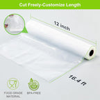 MAGIC SEAL Vacuum Sealer Bags, 3 Rolls 12’’ × 16.4’ Textured Vac Seal Bags for Food Storage, Sous Vide and Meal Prep, BPA Free, Commercial Grade - NOT Work with MAGIC SEAL MS175 Vac Sealers