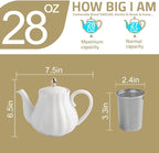 Sweejar Royal Teapot, Ceramic Tea Pot with Removable Stainless Steel Infuser, Blooming & Loose Leaf Teapot - 28 Ounce(Purple)
