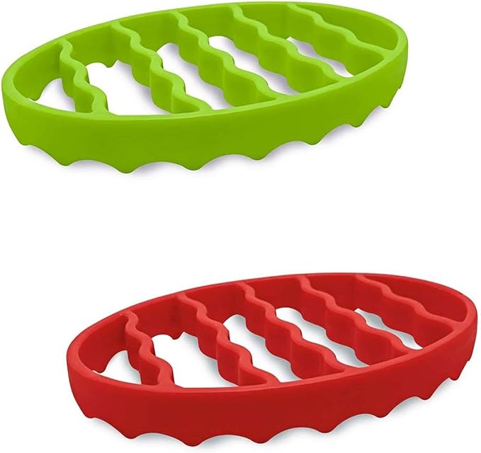 Slow Cooker Silicone Rack, Used for Roasting Pot Cooking Steamer Silicone Pressure Cooker Baking Accessories Compatible with 6 quarts and 8 quarts Stove (Oval, Green, red)