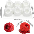 mostsom Silicone Dessert Mold, 6-Cavity Raspberry Pattern Chocolate Mousse Cake Mold, Flexible Baking Mold for Candy, Jelly, Ice Cube (B_ Raspberry)