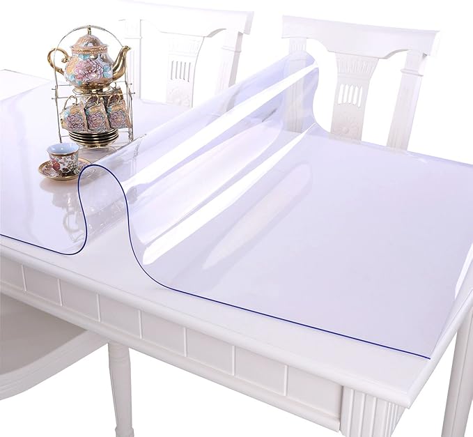 NECAUX Custom 16 x 28 Inch Clear Desk Cover Protector, 1.5mm Thick Plastic Desk Pad Mat, Table Cover Tablecloth Protector for Office Computer Writing Desk, Side Table, End Table, Night Stand, Dresser