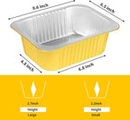 40 Pack 8.7"×6.6"×2.4" Gold Aluminum Foil Pans with Lids Heavy Duty, 3 LB Foil Food Containers with Lids, Disposable Tin Foil Pans for Baking, Meal Prep, Freezer, Heating and Takeout