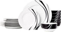 Amazon Basics Dinnerware Set, Microwave and Dishwasher Safe, Service for 6, 18-Piece Complete Kitchen, Plates, Dishes, Bowls, Swirl