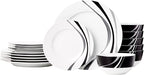 Amazon Basics Dinnerware Set, Microwave and Dishwasher Safe, Service for 6, 18-Piece Complete Kitchen, Plates, Dishes, Bowls, Swirl