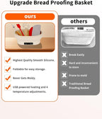 2L Heating Bread Proofing Basket Set Foldable Thermostatic Silicone Bowl with 77-122℉ 6 Gears Temperature & 6H Timer, for Artisan Baking Sourdough Starter Bread Making Supplies Tools Kit