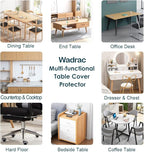 Wadrac Multisize Plastic Clear Table Cover Protector-1.5mm Thick 40x98 inch Non-Slip Anti Scratch PVC Transparent Desk Covers Table Cloths for Dining Room Meeting Table Kitchen Counter Table