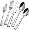 KINGSTONE Silverware Set, 30-Piece Flatware Set for 6, 18/10 Stainless Steel Cutlery Set, Mirror Polished Eating Utensils Set, Dishwasher Safe