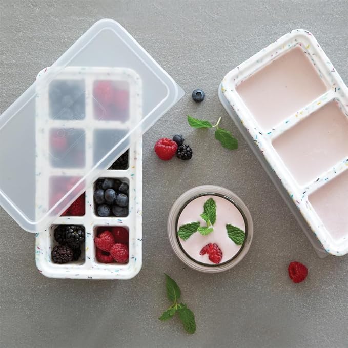 Oggi Prep & Portion Silicone Freezer Trays with Lid - Freezer Molds for Food, Ice Cube Tray, Food Prep Containers, Freezer Storage Containers, for Soup, Smoothie Cubes, Broth, Leftovers - 2 Cup x2