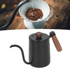 600ml 20oz Pour Over Coffee Kettle Pour Over Kettle Gooseneck Spout Coffee Tea Pot with Wood Handle Pour Over Coffee Kettle Temperature Cooling Hole (Black)