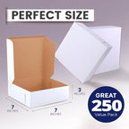Fit Meal Prep 250 Pack White Bakery Boxes, 7 x 7 x 3 Inches Kraft Lined Pastry Boxes - Perfect for Cupcakes, Chocolates, Donuts and More