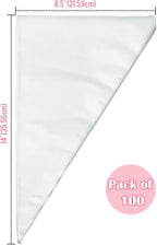 Keenpioneer 14-Inch Disposable Decorating & Pastry Bags, Tipless Icing Piping Bag for Cake, Cream Frosting and Cookie Decoration, Pack of 100 (Clear)