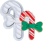 Flycalf Christmas Cookie Cutters Candy Cane Shapes with Plunger Stamps Holiday PLA Baking Accessories Cutter Molds Gifts Decorative Party 3.5" Kitchen Cake Supplies