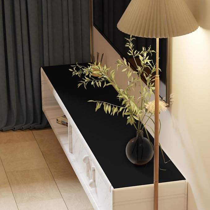 Leather Table Cover,1.8mm Thick,17x54 Inch Desk Cover,Dresser Cover Top,Dresser Protector Top,Dresser Cover,End Table Cover.(Black+Gray,17x54)