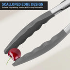 Kitchen Tongs, Set of 3 Stainless Steel Tongs with Silicone Tips Locking Cooking Tongs 600ºF Heat Resistant Tong for Cooking BBQ Grilling Air Fryer Serving Food Salads, 7"+9"+12" Light Grey