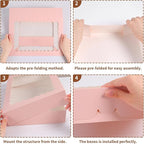 Cookie Boxes,14x10x2.5 Inch Large Bakery Boxes with Window for Pies Chocolate Strawberries Muffins Donuts Pastry Dessert Christmas(Pink, 14 * 10 * 2.5inch/24pcs)