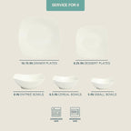 Gibson Home Brentwood 40-Piece Dinnerware Set – Square White Porcelain Plates and Bowls, Service for 8, Dishwasher & Microwave Safe, Modern Everyday Dinner Set with Cereal, Dessert, and Entrée Bowls