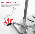 Luxshiny Whistling Tea Kettle: Stainless Steel Boil Water Kettle with Filter for Home and Office Use - 1.5L (Silver)