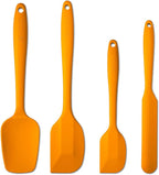 4 Piece Silicone Spatula Set, Flexible Heat Resistant Non-scratch Baking Cooking Rubber Spatulas with Stainless Steel Core, Orange
