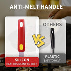 Silicone Spatula Turner Heat Resistant 600°F 3 Piece Set Non Scratch Flexible Slotted and Solid Thin Rubber Spatula Flipper for Cooking Pancake,Egg,Fish,Burger,Steak for Nonstick Cookware,Red