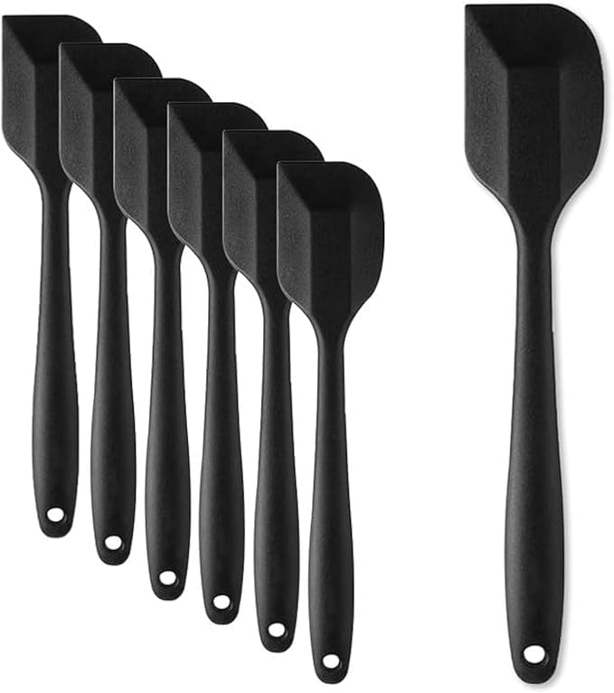 8 Pieces Silicone Spatula, 8.5 inch Non-stick Spatulas with Stainless Steel Core,Heat Resistant-500℉, Food Grade Silicone, Dishwasher Safe, for Mixing,Cooking,Baking (Black)