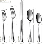 Alata Alice 60-Piece Silverware Set Stainless Steel Flatware Set,Service for 12,Mirror Polished Cutlery Set,Dishwasher Safe