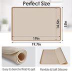 Silicone Coffee Maker Mat with Lip, 19.7'' x 15'' Heavy Duty Coffee Maker Mat for Countertops, Coffee Tray Fit Under Coffee Machine Appliance Automatic Machines Espresso Accessory, Khaki