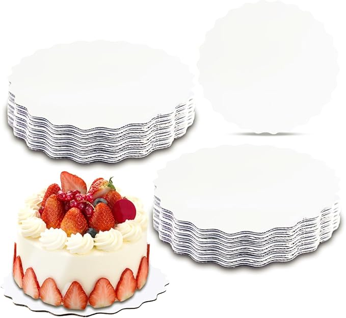 qiqee 13 Inch White Wave Cake Boards Round 15-Packs Circles Rounds Base Food-Grade Cardboard Wave Cake Plate（Thinner But Stronger）