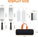 6-Piece Flat Top Griddle Accessories Kit for Blackstone and Camp Chef – Stainless Steel Tools with Carry Bag, Cleaning Brush, and Leak-Free Bottles(6pcs)