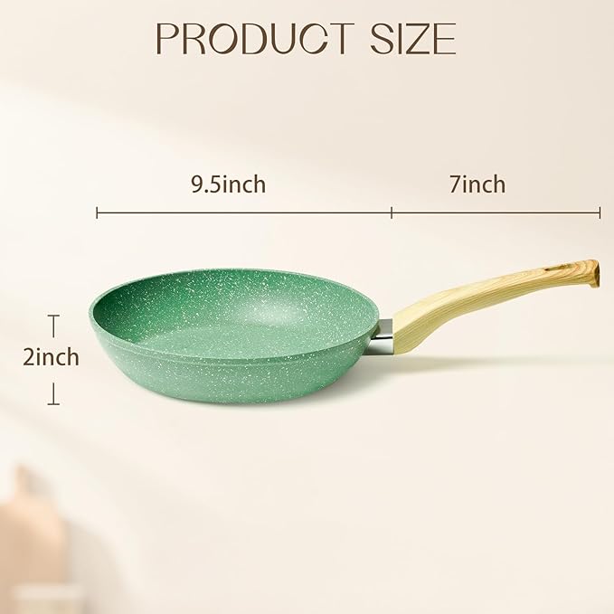 Innerwell Nonstick 9.5 Inch Skillet, Aluminum, Non-Toxic, PTFE & PFOA Free, Suitable for All Stovetops, Easy to Clean, Multipurpose