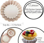 DATANYA Mini Tart Pans Removable Bottom 3 Inch, Carbon Steel Nonstick Quiche Pan Pie Tart Tin Mold, 0.8inches High for Baking Tartlets, Pies, Cakes, Cupcakes - Premium Champagne Gold 12PCS