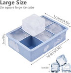 Ice Cube Tray, 3 Pack Silicone Ice Cube Molds with Removable Lid, Easy Release & Reusable Large Square Freezer Trays for Whiskey, Cocktail, Drinks, Coffee, Juice (Blue Pink Green)