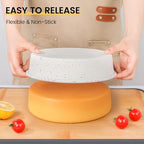 Vinino 10 Inch Silicone Round Cake Pan with Metal Reinforced Frame Set of 3, Nonstick Silicone Springform Pan for Baking Suitable for Making Layers, Cheese & Chocolate Cakes