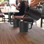 Francois et Mimi Pour Over Drip Coffee Maker Gift Set with Two Coffee Mugs, Non-Electric Pour Over Coffee Dripper, Easy Manual Brew Maker, Dishwasher and Microwave Safe, Filters not included (Black)