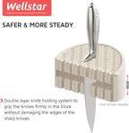 Universal Knife Block Holder for Kitchen, WELLSTAR Knife Stand without Knives, Safe Space Saver Large Volume Stable Knife Storage with Scissors Slot, Detachable for Easy Cleaning – Off-White